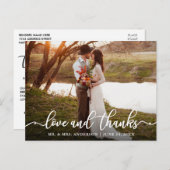 Kalligrafie Script Love Thanks Trouwfoto Briefkaart (Voorkant / Achterkant)