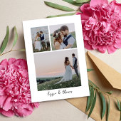 Kalligrafie Script Meerdere foto bruiloft Bedankkaart