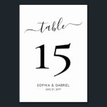 Kalligrafie Script minimalistische bruiloft dubbel Kaart<br><div class="desc">Elegante kalligrafie Script Wedding Table Numbers Dubbelzijdig met aangepaste gepersonaliseerde. Help uw gasten eenvoudig hun weg te vinden met deze eenvoudige elegante dubbelzijdige tafelnummerkaarten. Gemakkelijk toe te voegen van de,  nummers,  namen en datum! Beschikt over een  hand belettering kalligrafie "tabel" script. Ideaal voor minimalistische elegante en moderne bruiloften.</div>