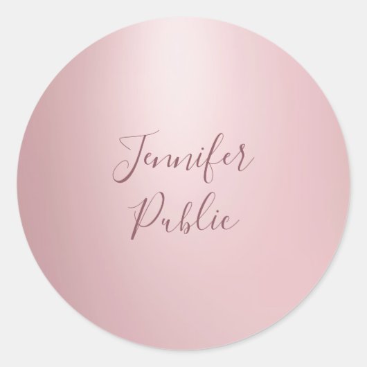 Kalligrafie Script Modern Elegant Roos Gold Trendy Ronde Sticker (Voorkant)