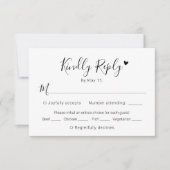 Kalligrafie Script Modern hart bruiloft RSVP Kaart (Voorkant)