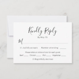 Kalligrafie Script Modern hart bruiloft RSVP Kaart