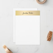 Kalligrafie Script Modern Trendy Goud Elegant Notitiekaartje (Voorkant / Achterkant in situ)