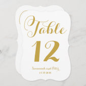 Kalligrafie Script Monogram Gouden Tafel Nummers Kaart (Voorkant / Achterkant)