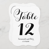 Kalligrafie Script Monogram Trouwtafel Nummers Kaart (Voorkant / Achterkant)