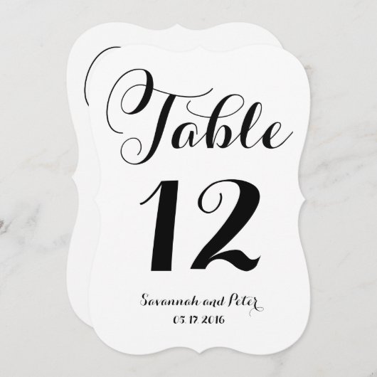 Kalligrafie Script Monogram Trouwtafel Nummers Kaart (Voorkant / Achterkant)