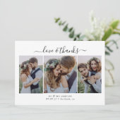 Kalligrafie Script Multi Photo Wedding Bedankkaart (Staand voorkant)