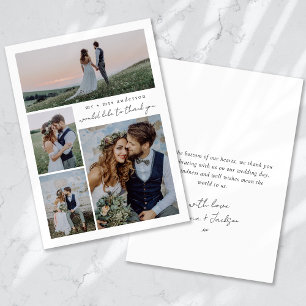 Kalligrafie Script Multi Photo Wedding Bedankkaart