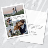 Kalligrafie Script Multi Photo Wedding Bedankkaart