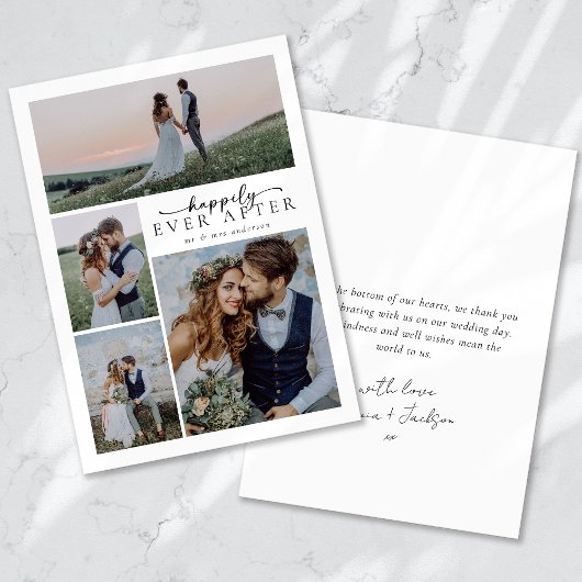 Kalligrafie Script Multi Photo Wedding Bedankkaart