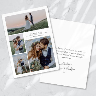 Kalligrafie Script Multi Photo Wedding Bedankkaart