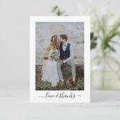Kalligrafie Script Multi Photo Wedding Bedankkaart (Staand voorkant)