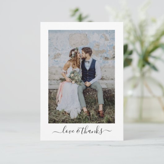 Kalligrafie Script Multi Photo Wedding Bedankkaart (Staand voorkant)