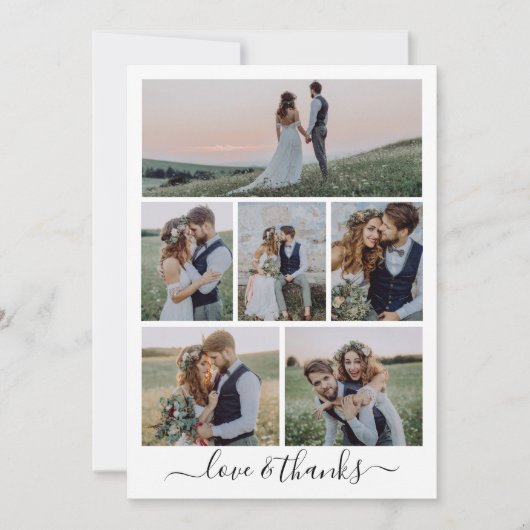 Kalligrafie Script Multi Photo Wedding Bedankkaart (Voorkant)