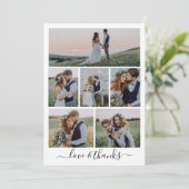 Kalligrafie Script Multi Photo Wedding Bedankkaart (Staand voorkant)