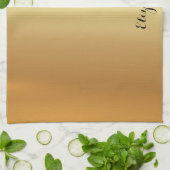 Kalligrafie Script Naam Stijlvol Zwart En Goud Theedoek (Gevouwen)
