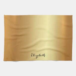 Kalligrafie Script Naam Stijlvol Zwart En Goud Theedoek