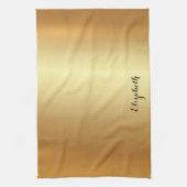 Kalligrafie Script Naam Stijlvol Zwart En Goud Theedoek (Verticaal)