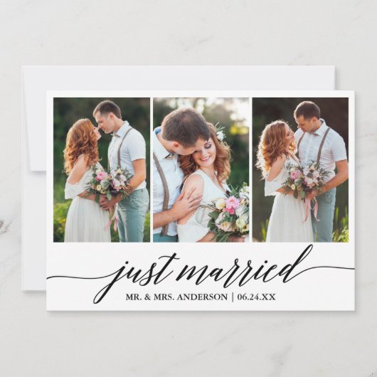 Kalligrafie script net getrouwd bruiloft fotokaart bedankkaart (Voorkant)