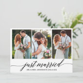 Kalligrafie script net getrouwd bruiloft fotokaart bedankkaart (Staand voorkant)