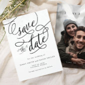Kalligrafie Script Photo Save the Date Kaart