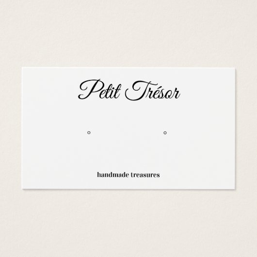 Kalligrafie Script Plain White Earring Display Visitekaartje (Voorkant)
