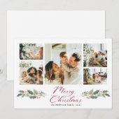 Kalligrafie Script Prettige Foto Collage Kerstmis Feestdagenkaart (Voorkant / Achterkant)