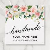 Kalligrafie Script Roze Wit Bloemen Handgemaakt Bedankjes Labels (Voorkant)