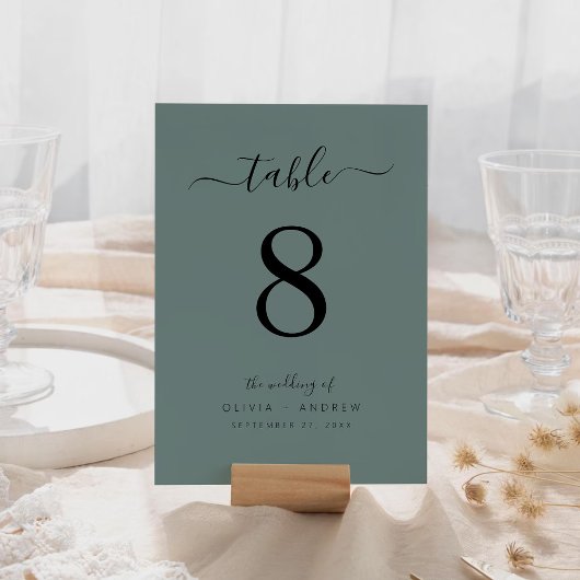 Kalligrafie Script Sage Green Color Wedding Kaart