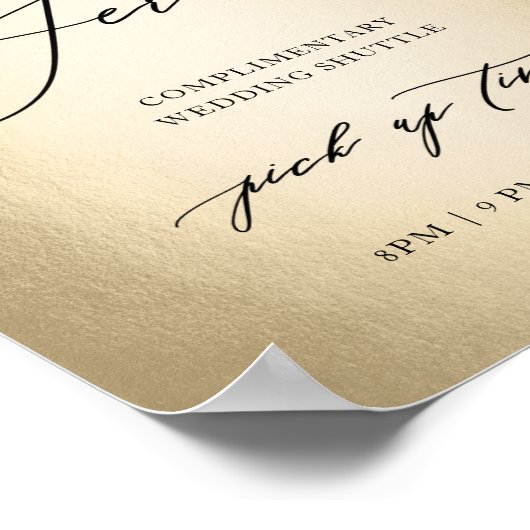 Kalligrafie-script shuttle Service Weddenschap Poster (Hoek)