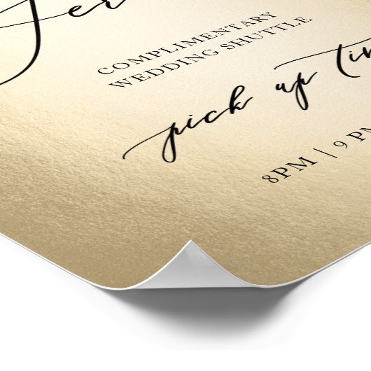 Kalligrafie-script shuttle Service Weddenschap Poster (Hoek)