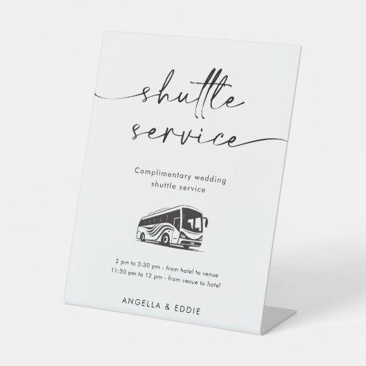 Kalligrafie-script shuttle Service Weddenschap Reclamebord Met Voetstuk (Voorkant)