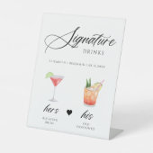 Kalligrafie Script Signature Drink bruiloft Bar Reclamebord Met Voetstuk (Voorkant)