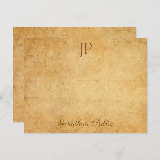 kalligrafie script tekst klassiek monogram notitiekaartje (Voorkant / Achterkant)