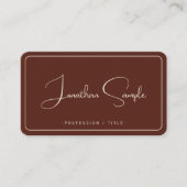 Kalligrafie Script Terracotta Premium Zijde Luxe Visitekaartje (Voorkant)