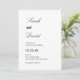 Kalligrafie script trendy zwart-wit huwelijk kaart
