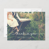 Kalligrafie Script Trouwfoto BEDANKT Briefkaart (Voorkant / Achterkant)