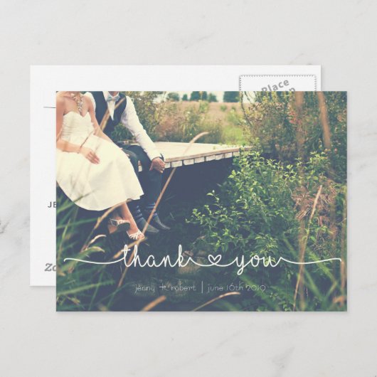 Kalligrafie Script Trouwfoto BEDANKT Briefkaart (Voorkant / Achterkant)