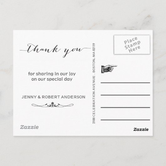 Kalligrafie Script Trouwfoto BEDANKT Briefkaart (Achterkant)