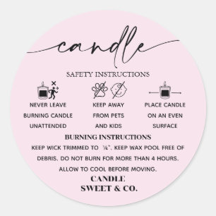kalligrafie Script Waarschuwing Kaars Roze Blush Ronde Sticker