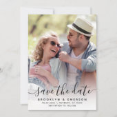 Kalligrafie Scriptie Foto Huwelijk Save The Date (Voorkant)