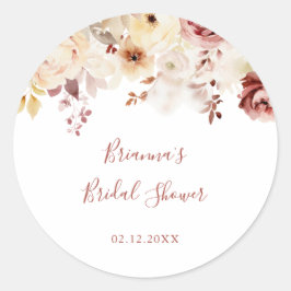 Kalligrafie sierlijke bloem bruidsdouche favor ronde sticker