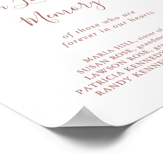 Kalligrafie sierlijke bloemen in liefdevolle herin poster (Hoek)