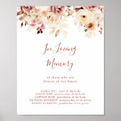 Kalligrafie sierlijke bloemen in liefdevolle herin poster (Voorkant)