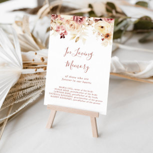 Kalligrafie sierlijke bloemen in liefdevolle herin poster
