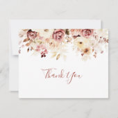 Kalligrafie sierlijke bloemen platte bruiloft bedankkaart (Voorkant)