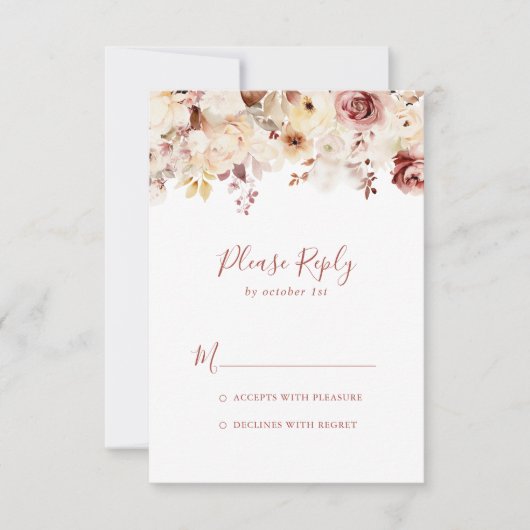 Kalligrafie sierlijke bloemen RSVP (Voorkant)