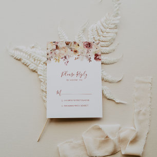 Kalligrafie sierlijke bloemen RSVP Kaartje