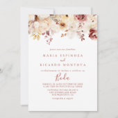 Kalligrafie sierlijke bloemenboda spaanse bruiloft kaart (Voorkant)