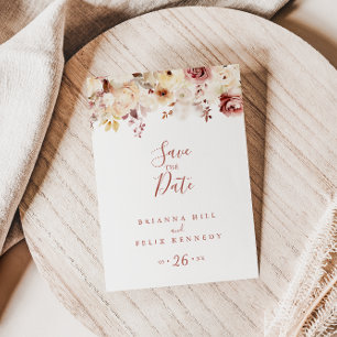 Kalligrafie sierlijke bloemenbruiloft bewaar de da briefkaart